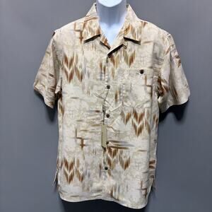 Tulliano Mens M Short Sleeve Button Up 100% Silk Camp Shirt Beach Coastal NWT